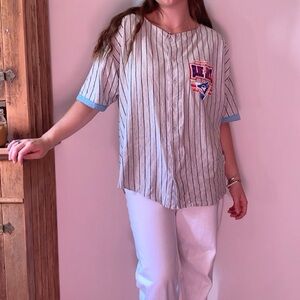 1993 Toronto Blue Jays Pin Stripe Cotton Jersey